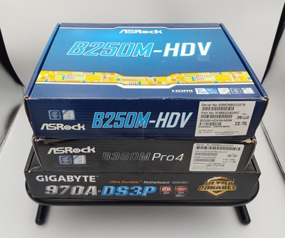 3X VARIOUS BRAND ASRock B250M-HDV, ASRock B360M PRO4, GIGABYTE GA-970A-DS3P