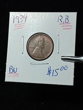   1934 Lincoln Wheat Penny - Red Brown Bu Choice F/489