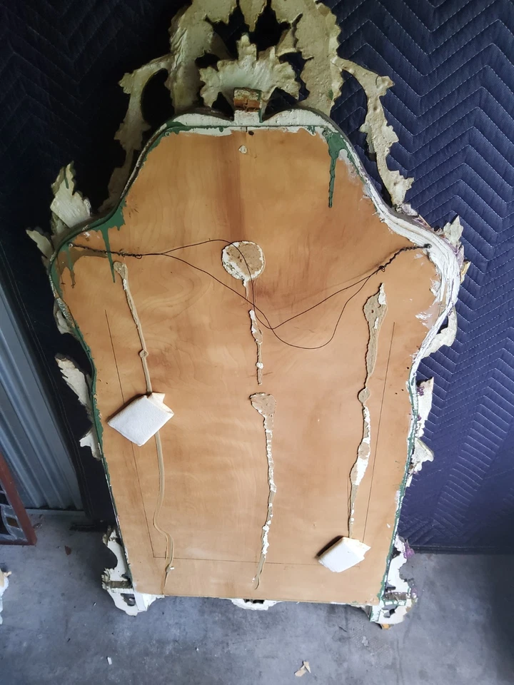 Espejo pagoda madera tallada a mano vintage, antiguo Foto 2 de 4