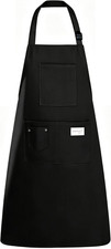 Kitchen Apron, Chef Aprons for Men Women with 5 Pockets, Adjustable Bib Barista