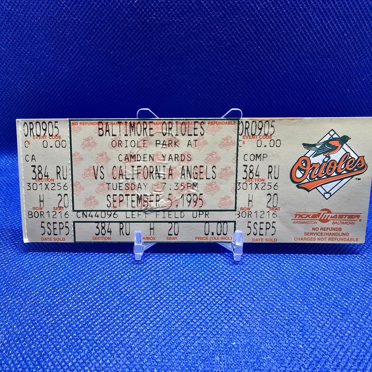 Baltimore Orioles Baseball 1995 Vintage Sports Ticket Stubs for