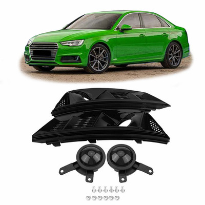 passend für Audi A4 B9 2016-2019 Wabengrill Nebelgitter Schwarz Glanz