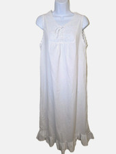 White Long Nightgown Cottage Prairie Edwardian Ruffle Eyelet S Secret Treasures