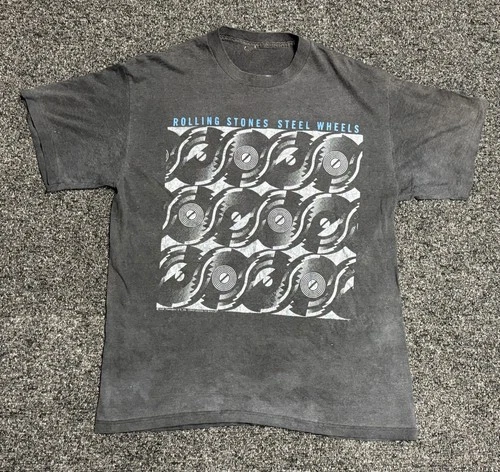 ROLLING STONES Tour T-shirt L 80s Steel Wheels 1980s vintage concert t-shirt, vintage, single stitch, B+ condition