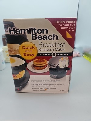 Hamilton Beach Breakfast Sandwich Maker Model 25475 Silver New in Box Egg Muffin