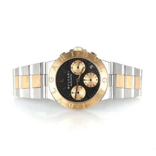 Bvlgari Diagono Chronograph 18K Yellow Gold Steel Men's Watch CH35SG Authentic
