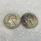 Lot of (2) 1964 Washington Quarters USA 25 Cent Coins - 90% Silver