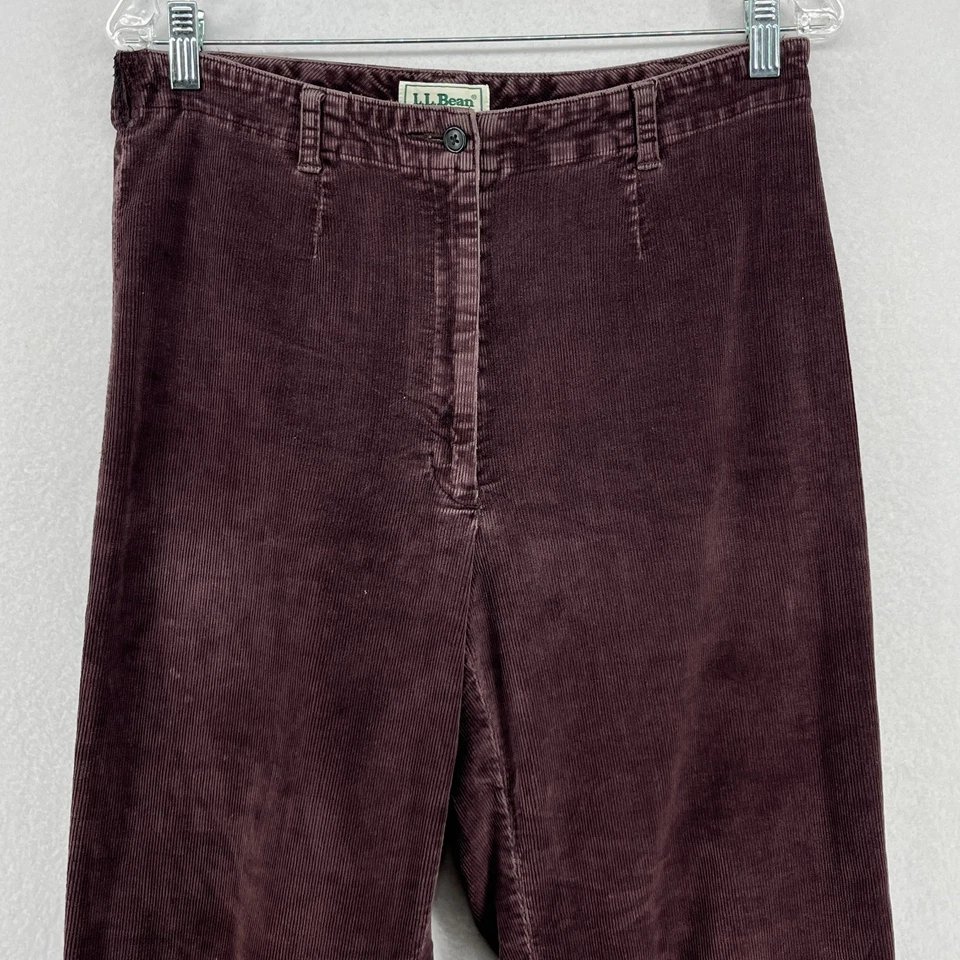 LL BEAN Pants Womens 12 M Tall Corduroy Straight High Rise Purple HK VTG - Image 3 of 4