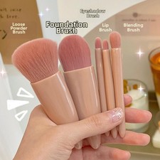 For Mini 5 Piece Portable Makeup Brush Set with Mirror and Travel Storage Box
