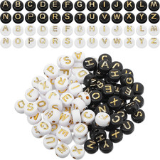 1000 Piece round Acrylic Alphabet Letter Beads - Flat round Disc Coin Pony Beads