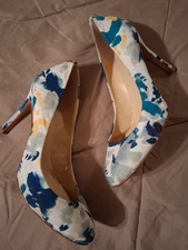 Ivanka Trump Women's Darcy3 Floral  Yellow/Blue/Green, Size 9 Heels