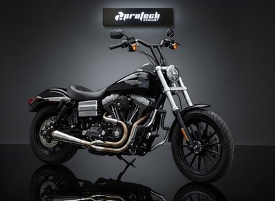 2 in 1 Auspuffrohre Schalldämpfer passend für Harley-Davidson Dyna Super Glid...