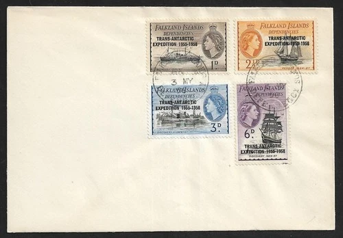 FALKLAND ISLANDS DEPENDENCIES TRANS-ANTARCTIC FULL SET ON FDC COVER 1956