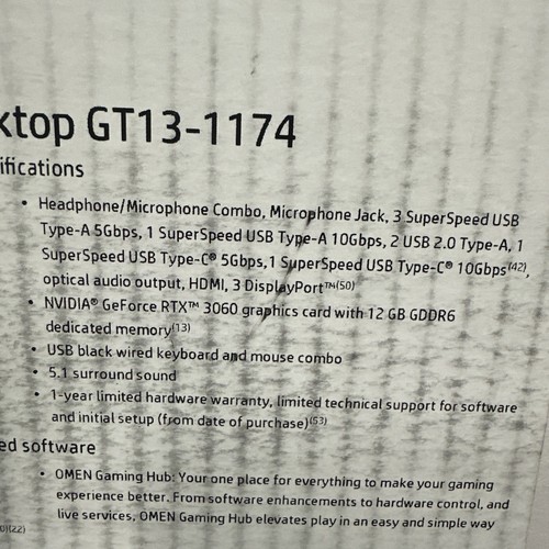 HP OMEN 30L Gaming Desktop AMD Ryzen 5 5600G 16GB NVIDIA GeForce RTX 3060 1TB SD - Picture 8 of 8