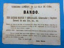 GOBIERNO GENERAL DE LA ISLA DE CUBA - 1888 - BANDO - LEVATAMIENTO ESTADO GUERRA