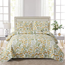 Floral Quilt Sets King Size Reversible Countryside Bedspread Coverlets Lightweig