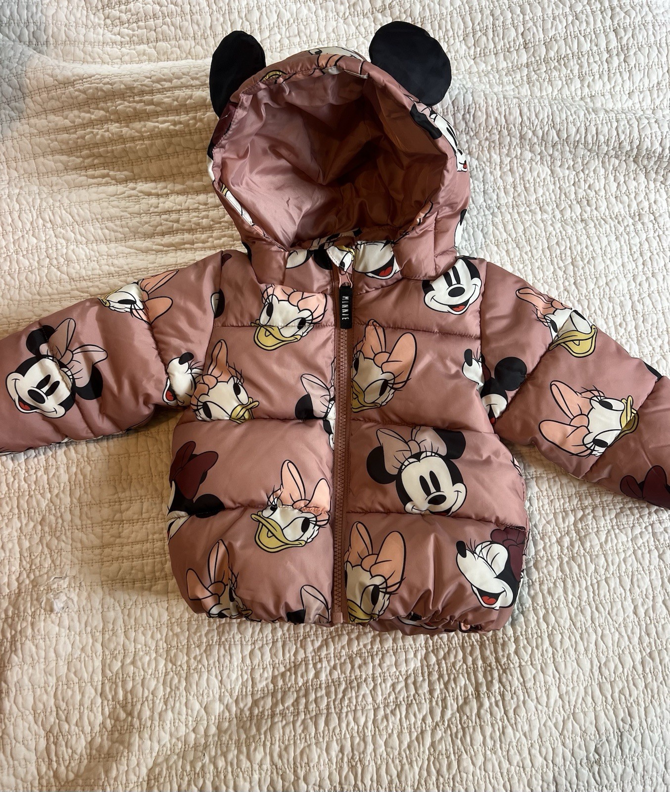 H&M Infant Girl’s Minnie Mouse Disney Winter Coat Removable Hood Size 12 Months