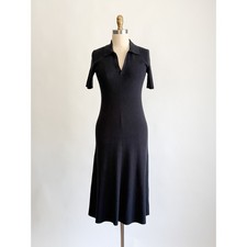 Everlane Minimalist Ribbed Midi Polo Dress XXS Navy Blue Short Sleeve V-Neck