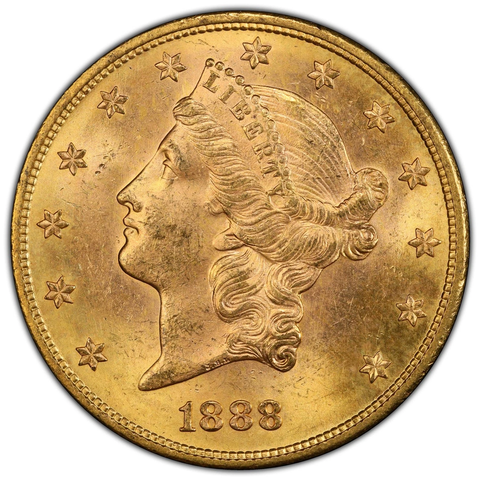 1888-S $20 Liberty Head Double Eagle PCGS MS63+