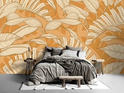 3D Leaves Floral Pattern Wall Murals Wallpaper Murals Wall Sticker - Image 1 of 4