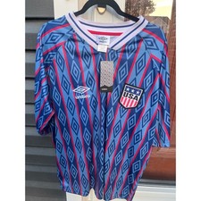 Umbro USA Soccer Jersey Blue Red Geometric Diamond Pattern Mens Large New NWT