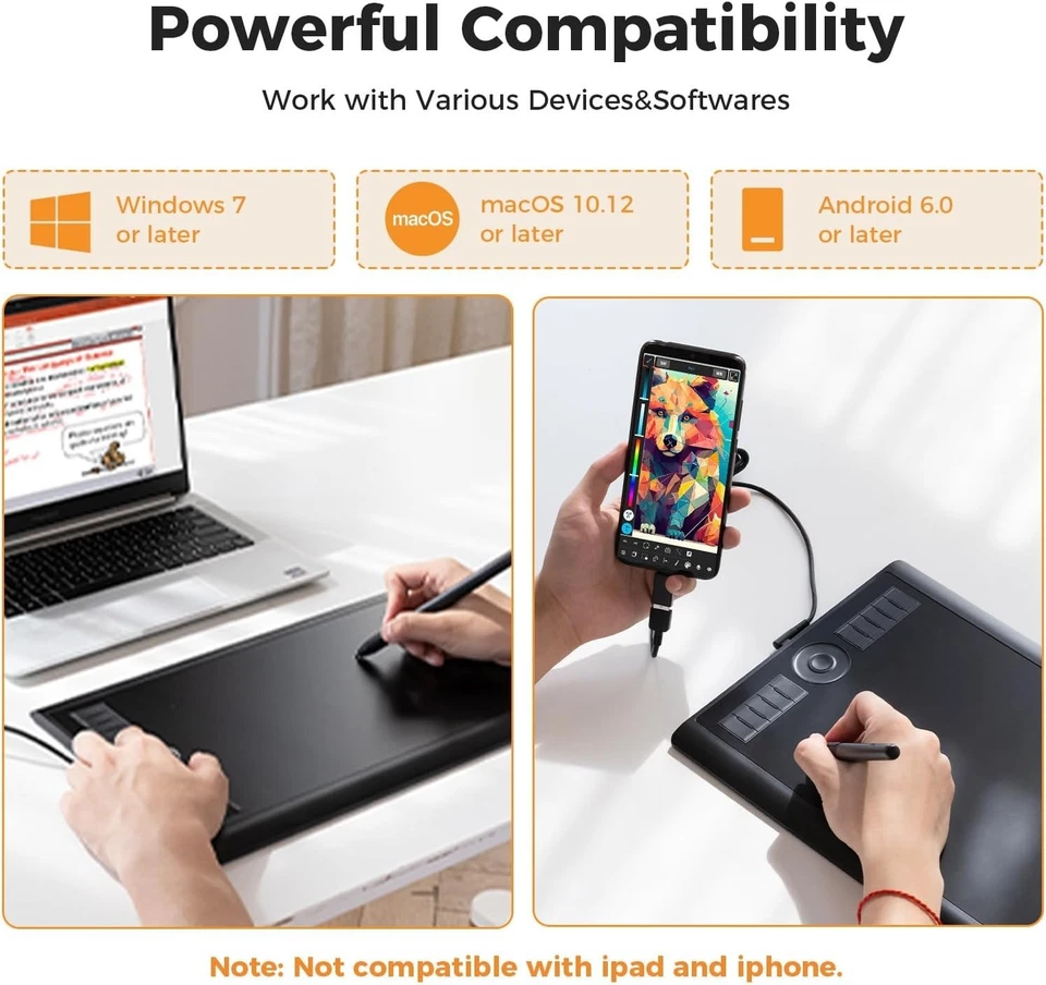 M10K 10x6" Drawing Tablet, Battery-Free Stylus, 8192 Levels - Image 4 of 4