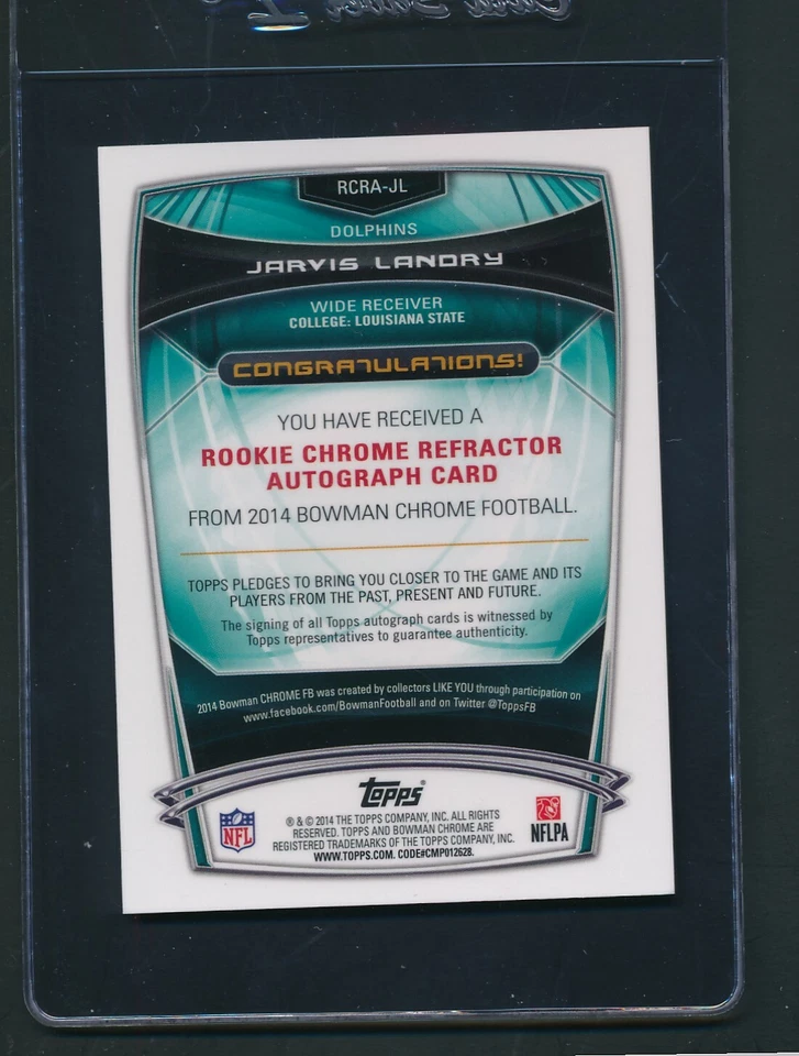 Jarvis Landry 2014 Bowman Chrome Bubbles Refractor Autograph #/99 *4527 - Image 2 of 2