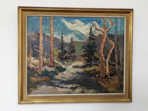 Svend Nielsen 20. Jahrhundert Dänisches Ölgemälde Abstrakt Wald Landschaft Vintage - Bild 5 von 6