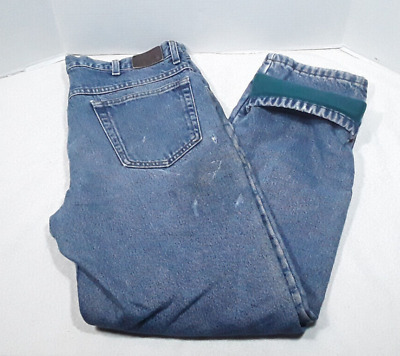 LL Bean Distressed Fleece Lined Double L Classic Fit Blue Jeans Mens 34 ...