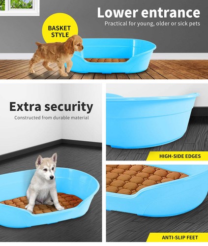 YES4PETS Pet Bed Small Plastic Dog Bedding Sleeping Resting Washable Basket Blue - Picture 5 of 6