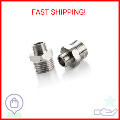 1/2 to 3/8 Reducer Faucet Adapter - Compression Brass Pipe Fitting, 3/8 Male to 