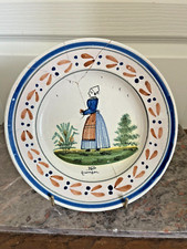 *RARE* Ancien Assiette Faïence Breton Henriot HB Quimper XIXème 19ème