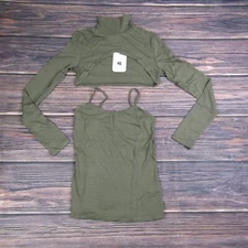 Elodie NEW Women’s Olive Green 2-piece Turtleneck Shrug Top Size Small