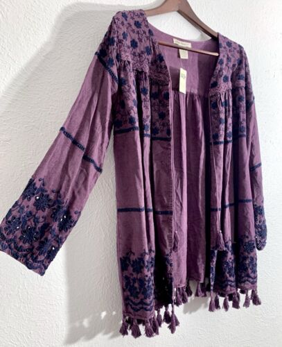 Indigo Thread Co Purple Long Sleeve Open Cardigan Tunic Top Size Large L NWT! - Picture 3 of 7