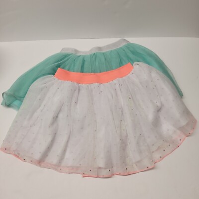 GYMBOREE 4T LOT OF 2 Tutu Skirts Aqua Green Coral Shimmer Tulle Layers Metallic