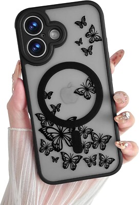 iPhone 16 6,1'' Hülle, Magsafe Buttrerfly Handyhülle, Stoßfest Full Lens Cover