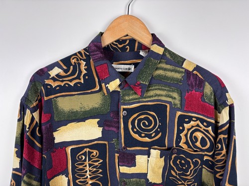 Vintage Pierre Cardin Abstract Short Sleeve Button Up Shirt Multicolor Mens L - Picture 2 of 9