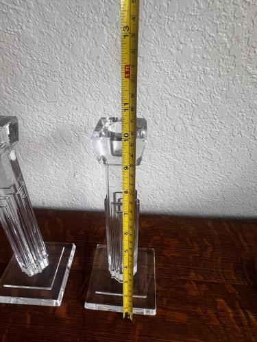 ART DECO WATERFORD CRYSTAL SKYSCRAPER 10" CANDLE HOLDERS SIGNED EUGENE YOUNG - Picture 9 of 10