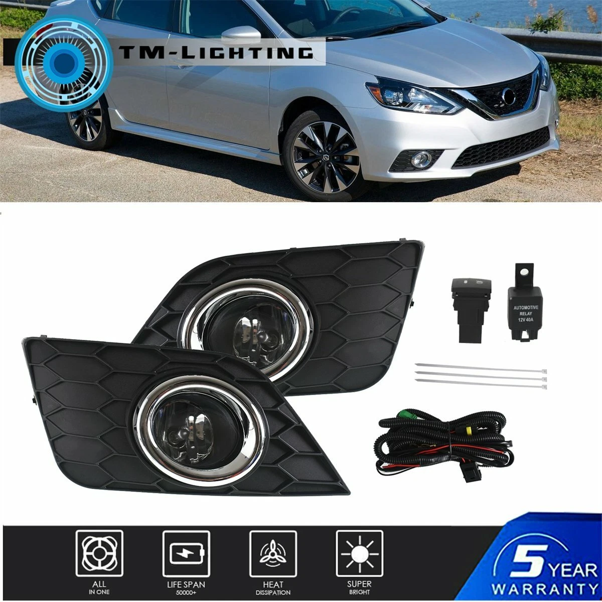 Luces antiniebla LED rojas para conducción todoterreno, luces de