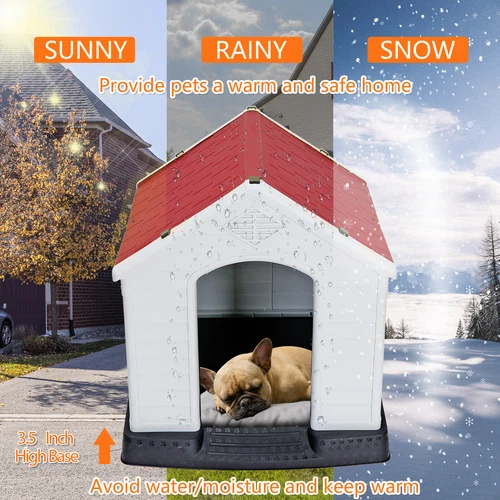 28 Zoll/32 Zoll H Outdoor Hundehaus wetterfest Tierheim Hundeheuche 4 Farben - Bild 22 von 73