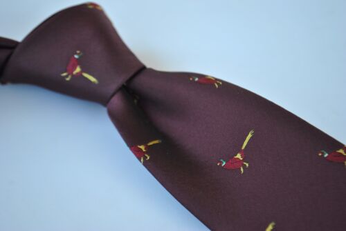 Maroon Herren Krawatte Mit Fasan Aufdruck Von Frederick Thomas FT1928 Jagd - Bild 3 von 4