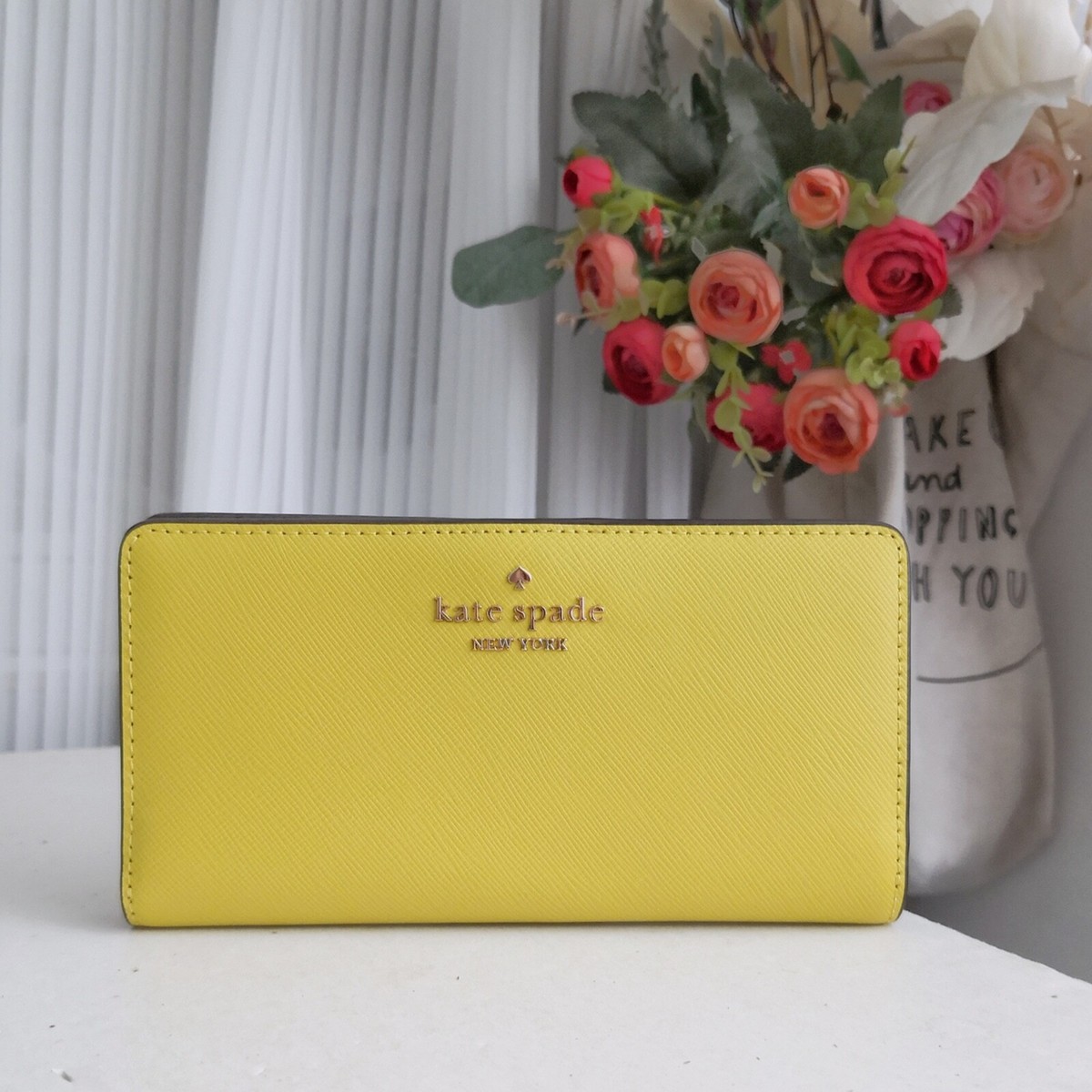 NEW Kate Spade Madison Large Slim Bifold Wallet Lime Slice
