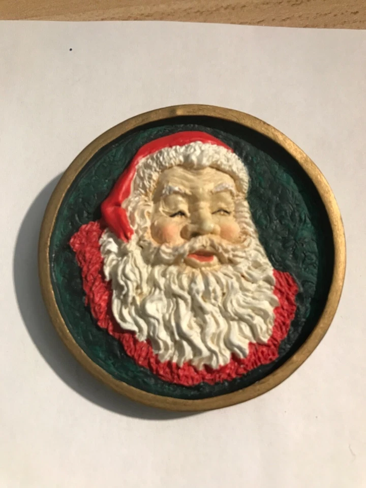 "Pin camafeo vintage de SANTA CLAUS NAVIDAD firmado Hol 1998 aproximadamente 2"" redondo" Foto 2 de 4