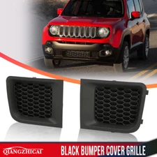 Fit For 2015-2017 Jeep Renegade Front Left & Right Black Bumper Cover Grille Kit