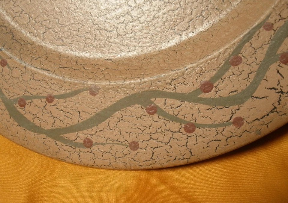 Plato de vela de madera Pip Berry Vine pequeño Country Prim pintado a mano  Foto 2 de 2