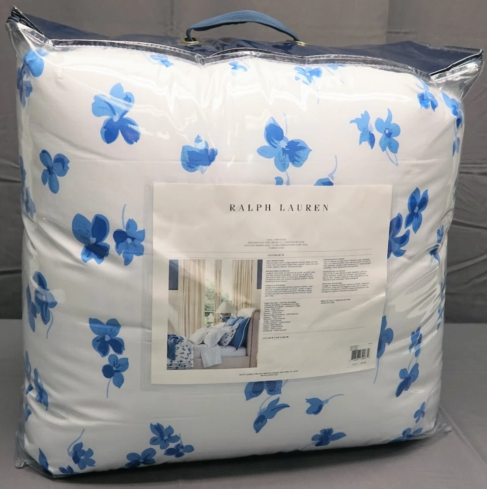 Edredón Ralph Lauren Talla King Georgica Blanco Azul Floral Algodón $430 Foto 2 de 3