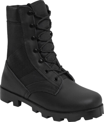 Black Leather Speedlace Military Style Uniform Jungle Boots Combat Tactical Boot