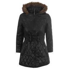 GIRLS JACKET KIDS PADDED FUR HOODED PUFFER QUILTED WARM WINTER PUFFA PARKA COAT