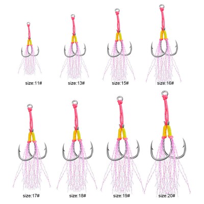 Double Assist Hooks Carbon Steel Jig Hook Big Game Saltwater Fishing Hook 11-20#