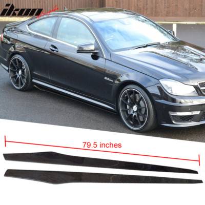 Fits 08-14 Benz W204 Carbon Fiber Side Skirt Extension Flat Bottom Line Lip